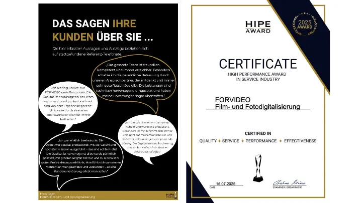 Kundenstimmen und Zertifikat